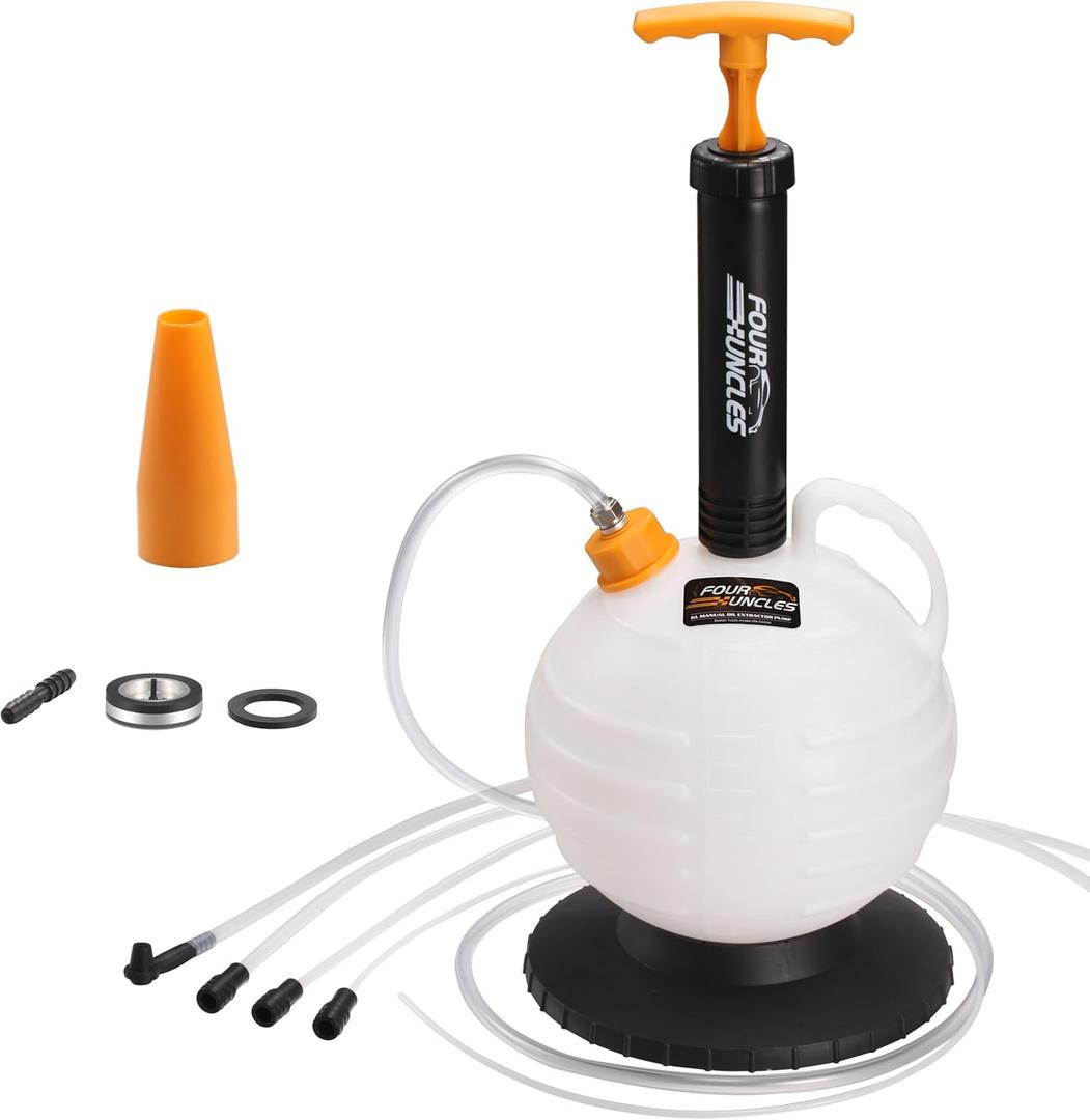 FOUR UNCLES Oil Extractor Pump - Fluid Extractor with 59" Main Hose, Three 41" Extension Tubes for Oil Change, a Hose for Brake Bleeding