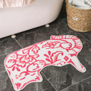 Tinideya Delft Cat Shape Bath Rug Cat Shaped Bathroom Mat 23" x 32" Rugs for Home Decor Cute Soft Tufted Mats Non Slip Absorbent Floor Carpet for Bedroom Porch Kitchen (Pink)