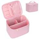 OCHEAL Makeup Bag Large Capacity Travel Make up Pouch for Cosmetics, Vertical Storage with Divider Toiletry Bag for Skincare Organization-Pink (Small (Pack of 1), 010_Pink Strips)