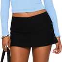 Bodycon Mini Skirts for Women Low Waist Slit Hem Skirts with Shorts Underneath Skorts (X-Small, Black-3)