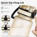 32oz Water Bottle with Chug Lid, Frosted & Clear Tritan BPA-Free, Leakproof, Wide Mouth, Portable Sports Water Bottle for Gym, Office, Travel, Outdoor (Beige)