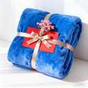 SNZ Luxury Flannel Throw Blanket for Couch 40x60 Inches - Ultra Soft Fleece Blankets & Throws for Bed, Camping, Office - All Season Cozy Plush Blanket for Adults, Men, Kids (Blue)