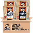 Quaker Gluten Free Old Fashioned Rolled Oats, Non GMO Project Verified, 24oz Resealable Bags (Pack of 4) (EXP 09/22/26)
