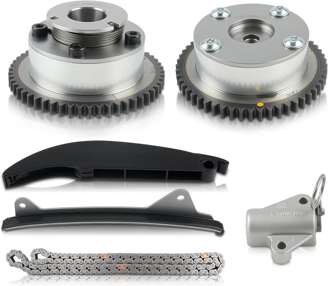MOTOALL 24350-2E201 Intake and Exhaust Timing Chain Kit Camshaft Phaser 24370-2E200 Fit for Kia Forte Forte5 Optima, for Hyundai Elantra Sonata Tuscon Replace