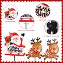3 Pieces Christmas Decorations Outdoor Yard Sign with LED Lights Sled Lawn Sign Santa Reindeer Yard Sign with 3 Yard Stakes for Outdoor Christmas Decoration