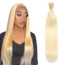 26 inch Blonde Bundles Human Hair 613 Straight Bundles 55g Double Weft 8A Grade 613 Blonde Straight Bundle Human Hair Extensions