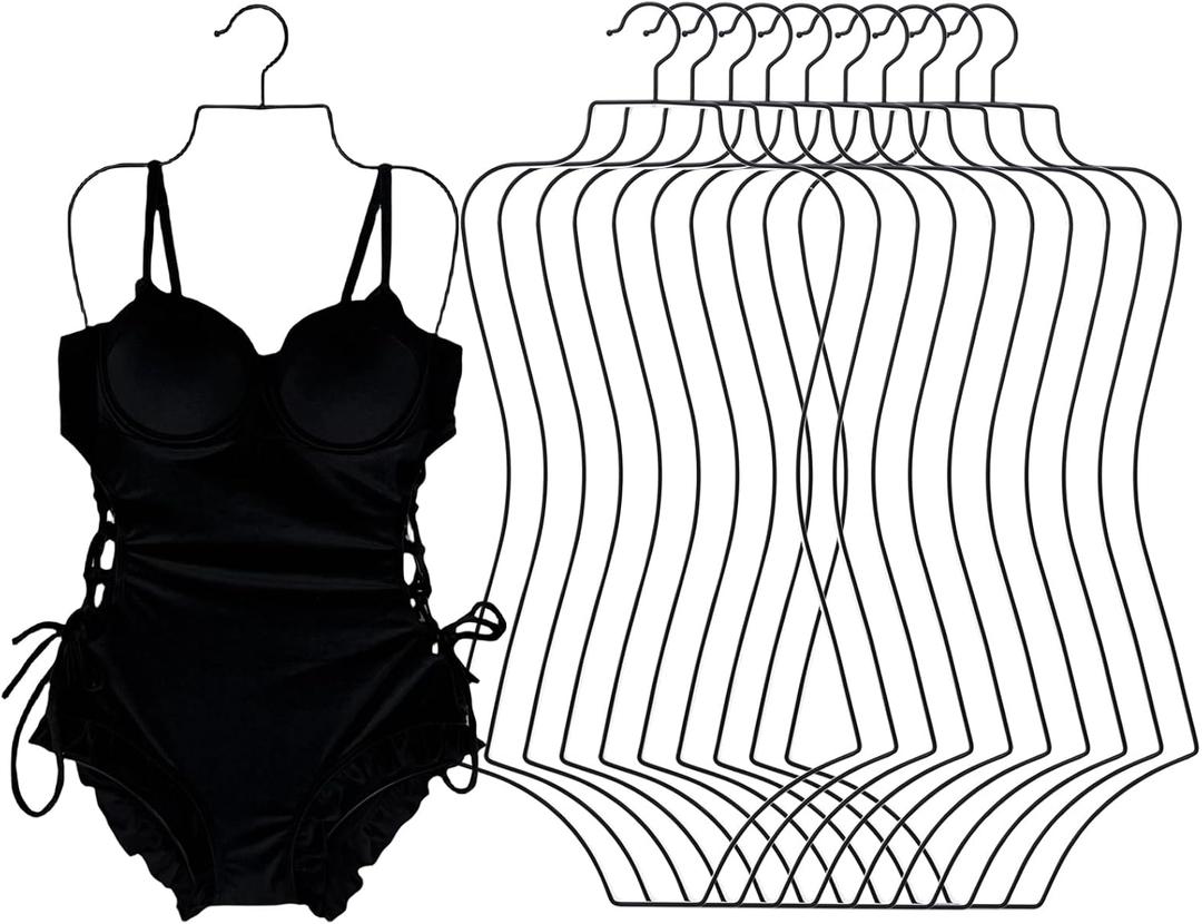 Body Shape Swimsuit Bikini Hanger Wire Display Hangers for Lingerie Bathing Suits Swimwear Clothes Coat (10, Black), 42cm 16.5 inch
