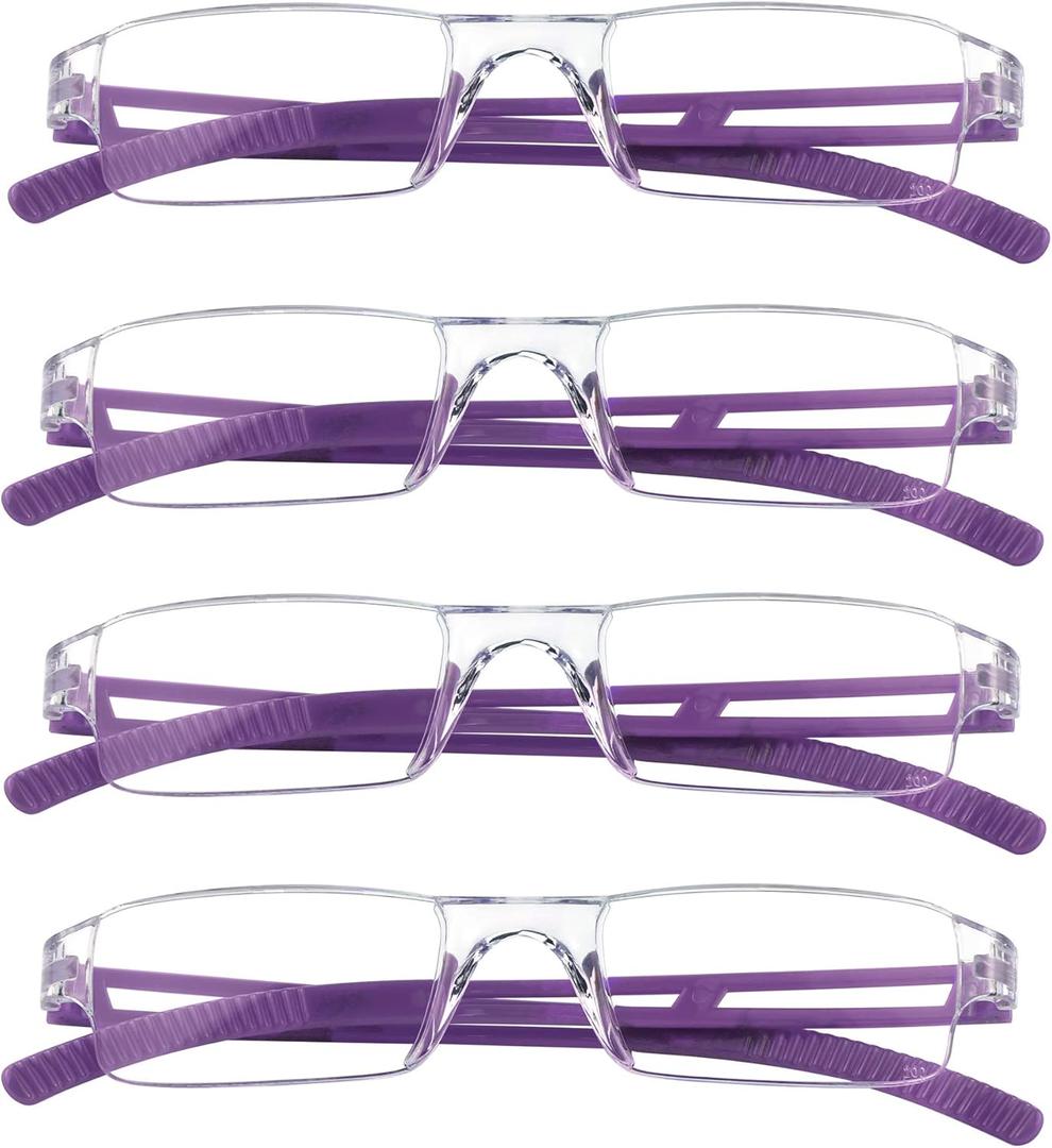 LifeArt 2/4 Pairs Reading Glasses, Blue Light Blocking Glasses, Computer Glasses for Men and Women, Rectangle Eyewear Frame
