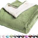 LBRO2M Sherpa Fleece Bed Blanket Twin Size Super Soft Fuzzy Plush Warm Cozy Fluffy Microfiber Couch Throw Velvet Double Reversible Luxurious Blankets,Sage Green (Twin(65x90 Inches))
