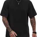 Herberton Mens Oversized T-Shirts Heavyweight Cotton Stretch Fashion Thick Tee Tops (S-3XL) (L)