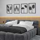 QXSXKJ Black Metal Wall Decor Framed, Minimalist Abstract Black Line Art DCor, 3d Modern Metal Wall Art, 4 Piece Home Art for Living Room Bedroom Bathroom