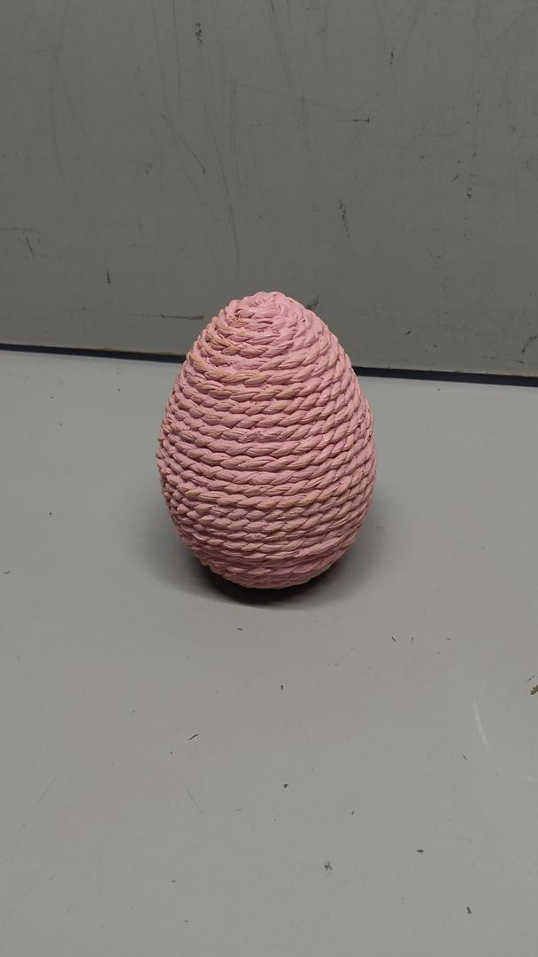 HH 5IN WOVEN RESIN EGG DECOR PINK