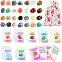 Valentine's Gifts for Kids: 28 Pack Cards with Natural Gemstone, Rock, Mineral Bulk for Classroom Party Favors