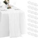 8 Pack White Cheesecloth Table Runners 20x120 Inch Gauze Table Runner Cheese Cloth 10FT White Table Runner Rustic Sheer Runner for Wedding Birthday Party Baby Shower Table Decor