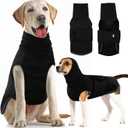 IDOMIK Dog Anxiety Calming Hoodie,Breathable Dog Anxiety Jacket Vest Coat for Thunderstorms,Fireworks,Vet Visits,Separation,Adjustable Pet Hoodies for Noise Block&Ear Protection Recovery,Black,S (S(Chest Girth:15.7"-18.9"))