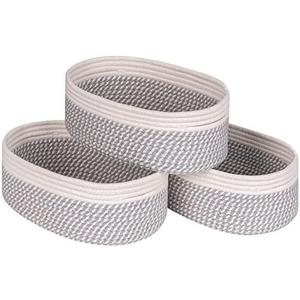 Kriitools Shelf Storage Baskets for Organizing|Decorative Basket for Closet Storage|Toy Baskets&Bins|Small Woven Rope Baskets-13x8.66x5.11’’,Durable&Stylish,Oval 2 Packs Off White&Mixed Gray