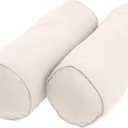 Blazing Needles Double-Corded Solid Twill Bolster Pillows with Inserts (Set of 2), 20" x 8", Natural