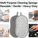 Multi-Purpose Scrub Kitchen Sponges  12 Pack Dish Sponge, Dual-Sided Non-Scratch Microfiber & Metal Scrubber, Reusable Sponges for Dishes, Pots, Glass, Sink, Stovetop & Bathroom (Silver)