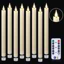 Daord 11 Inch Christmas Window Taper Candles Flameless Taper Candle with Remote &Timer Battery Operated LED Candlesticks for Wedding, Christmas Table Decor(8pcs，Ivory)