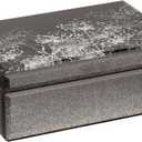 Dandelion Glass Jewelry Box,Velvet Jewelry Organizer with10.1x7.1x3.7 Inches, Jewlry Box for Women Bridesmaid Christmas Teacher Gifts(Black Silver)