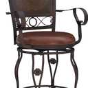 Powell Company Big & Tall Copper Stamped Back Arms by Powell Big and Tall Counter Stool, 24" Seat Height, brown