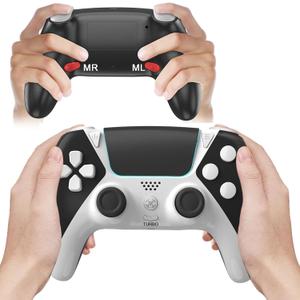 PC/PS4 Controller,Ymir Multi-Platform Wireless Remote for PlayStation 4,Steam,iOS, Android, Mac,Tesla with 2 Back Paddles,Turbo Function,1200 mAh Battery (Black)