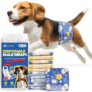 Pet Soft Dog Diapers Male,20 Ct Disposable Male Dog Wraps, Super Absorbent Doggie Belly Band with Wetness Indicator, Leak-Proof Puppy Pampers for Puppy Training, Incontinence, Small