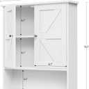 TEENFON Bathroom Wall Cabinet, Over The Toilet Space Saver Storage with Barn Doors & Adjustable Shelf, Hanging Medicine Cabinet, White 7.1" D x 15.4" W x 19.3" H