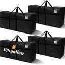 Windyun 4 Pack 168 Gallon Extra Large Moving Bags XXL Heavy Duty Storage Bag with Strong Zipper Handle Jumbo Big Tote Box Foldable for College Dorm Travel Clothes Duffle Blanket Pillow(Black)