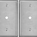 BESTTEN 2 Pack 1-Gang 0.406 Hole Metal Wall Plate with White or Clear Plastic Film for Telephone/Cable, Anti-Corrosion Stainless Steel Wallplate, Standard Size, Brushed Finish