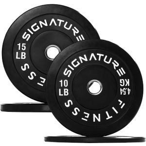 Signature Olympic Bumper Plates Set, 10Lb Weight Plates for Strength Training & Weightlifting, Paris or Set or Set with Barbell, Multiple Options
