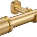 1 1/8 Inch Diameter Curtain Rods 144 to 240 Inches(12-20ft), Telescoping Heavy Duty Large Drapery Rod with Adjustable Aluminum Alloy Bracket, Solid End Caps for Windows Patio Decoration, Brushed Gold