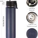 Volhoply 24 Ounce Insulated Water Bottle with Straw Lid,Stainless Steel Wide Mouth Sport Bottles with Handle,Double Wall Vacuum Cups Keep Cold,Reusable Travel Thermal Cups For Holder,Gym (Navy,1)