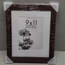 Americanflat 9x11 Picture Frame with Shatter-Resistant Glass - Use as 6x8 Frame with Mat or Display 9x11 Photo Without Mat - Hudson Collection - Wide Picture Frames for Tabletop and Wall - Mahogany