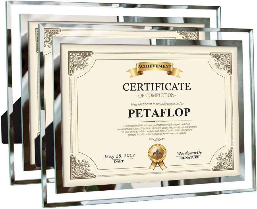 PETAFLOP 8.5x11 Picture Frames Glass 8.5 x 11 Frame Tabletop Display, 2 Pack clear
