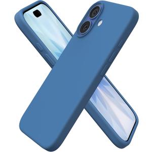 ORNARTO Compatible with iPhone 17 Case 6.3, Slim Liquid Silicone 3 Layers Full Covered Soft Gel Rubber Phone Case Protective Cover 6.3 Inch, Blue