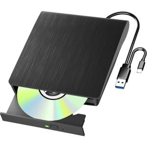 External Blu Ray Drive, Support 50G Disc Read/Write Bluray Drives, Portable 3D Blu Ray Burner with USB 3.0 and Type-C, Blu Ray Reader Suitable for Windows XP/7/8/10/11 MacOS for Laptop, Desktop, Mac