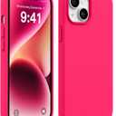 AOTESIER Compatible with iPhone 14 Case, Full Body Food-Grade Silicone Wear-Resistant, Anti-Drop Protection with Soft Anti-Scratch Microfiber Lining Phone Case, Hot Pink