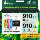 SAILNER 910XL Ink Cartridges Replacement for HP 910 Ink 910XL Ink Cartridges Combo Pack for HP 910 Work with OfficeJet Pro 8015e 8025e 8020e 8015 8020 8028e 8035e 8010e Printer (4 Pack)