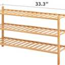Long Shoe Rack, 3-Tier Bamboo Stackable Shoe Shelf Storage Organizer, Shoe Stand for Closet, Entryway and Hallway
