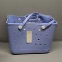 Beach Bag X Large Rubber Beach Tote Bag, Waterproof Washable Open for Women Croc Bag Hand Bag for Beach Pool Yoga (Larg-lake Blue)