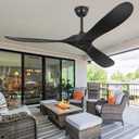 Yahada 52" Ceiling Fan no Light, Wood Ceiling Fans without Lights with Remote Control, 3 Blades, ETL Listed, Timer, 6 Speeds Reversible Quiet DC Motor Outdoor Fan for Patio Bedroom Porch, Matte Black