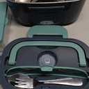 Aotto Electric Lunch Box 3L, 80W Fast Heating (12V/24V/110V) Heated Portable Food Warmer for Car/Truck/Office  Stainless Steel Container, Insulated Carry Bag  Ideal for Adults, Men, Women, Green