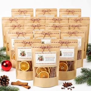 Marspark 50 Sets Christmas Simmer Pot Bags, 5.5 x 7.9 Inches Kraft Paper Bag with Matte Window, Simmer Pot Gift Bags Instruction Stickers for Small Business Home Use Xmas Party Gift Decor