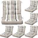 Hoteam 6 Set Patio Chair Cushions Outdoor 20 x 40 Inch High Chair Patio Cushion for Outdoor Furniture Waterproof Seat Rocking Indoor Thickened Pad(Striped Style,Beige)