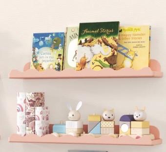 Floating Shelves for Wall Décor 24 Inch Long Set of 2 Nursery Book Shelves Bathroom Shelves Over Toilet Shelf for Books, Plants, Toys, Photo Frames, Picture Ledge-Pink