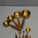 Collection 8 Piece Gold Measuring Cups Set and Measuring Spoons, Golden With fragrant wood Handles-Complete Set of Measure Cups and Spoons For Cooking and Baking.
