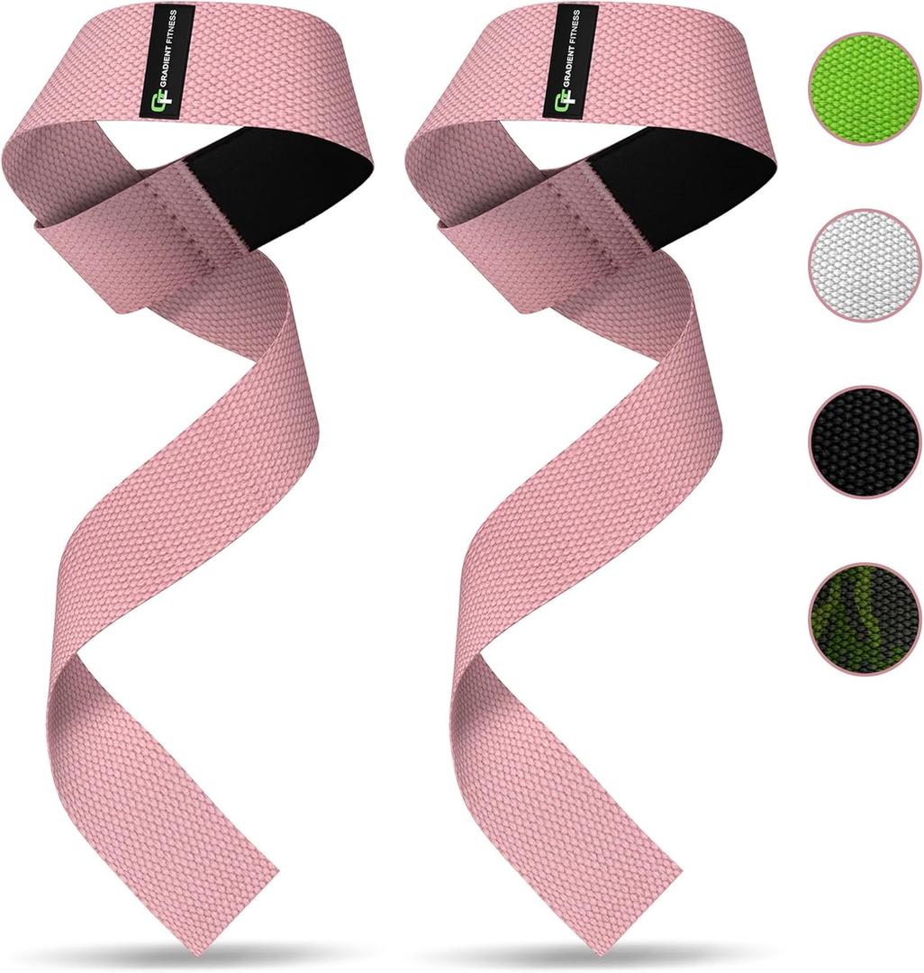 Gradient Fitness Lifting Straps | Wrist Straps for Weightlifting, Deadlift Straps, Lifting Straps for Weightlifting, Straps for Weight Lifting, Weight Lifting Straps for Men/Women, Gym Lifting Grips (Pink)