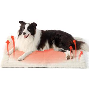 Bedsure ComfyFleece Self Warming Dog Bed for Large Dogs, Self Heating Dog Crate Pad, Thermal Extra Warm Puppy Mat Indoor, Non-Slip & Washable, Not Electric, 35" x 23", White