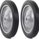 AR-PRO 12 x 1.75 Flat Free Solid Rubber Wheel Assemblies (2-Pack) - With Ball Bearings and 1/2 Bore Hole Diameter, 2.24" Centered Hub - Heavy-Duty Solid Rubber Wheels 176 lbs Load Capacity